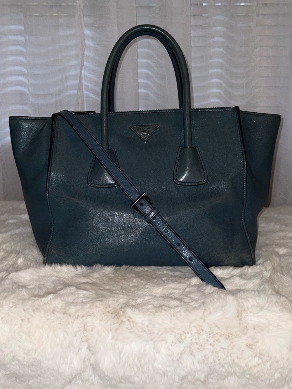 Prada Glace Calf Leather Twin Pocket Tote